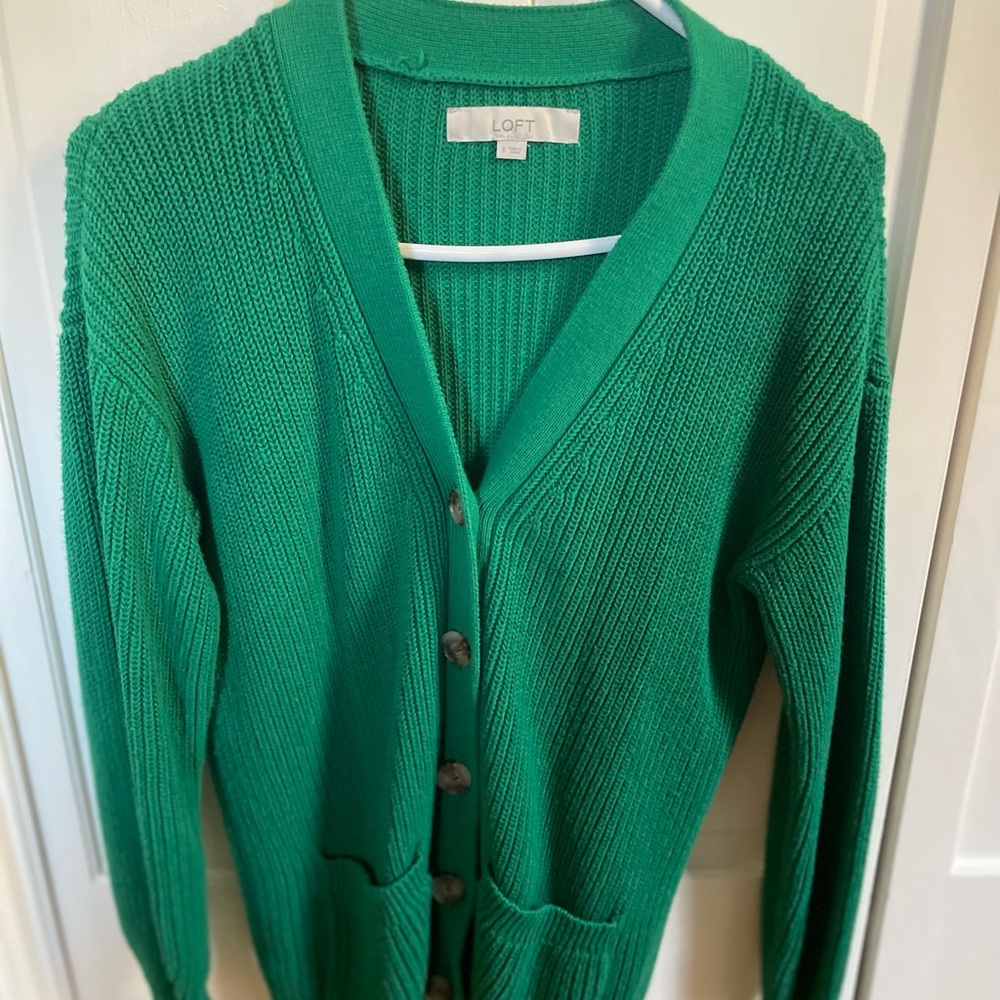 LOFT Vibrant Green Cardigan Sweater